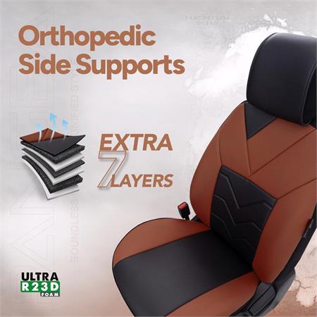 Pangea Artificial Leather Car Seat Covers   Black and Tobacco For Nissan ALMERA Mk II Saloon 2000 2006