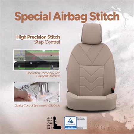 Pangea Artificial Leather Car Seat Covers   Beige For Nissan ALMERA Mk II Saloon 2000 2006