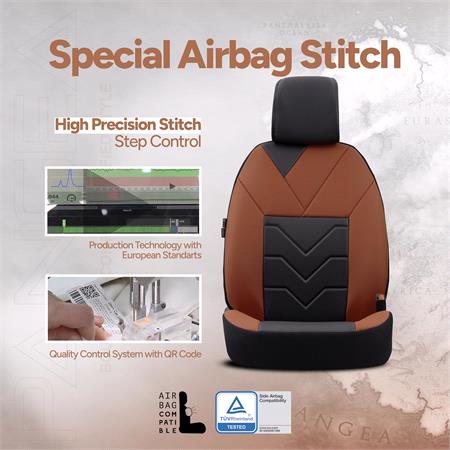 Pangea Artificial Leather Car Seat Covers   Black and Tobacco For Nissan ALMERA Mk II Saloon 2000 2006