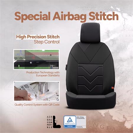 Pangea Artificial Leather Car Seat Covers   Black For Nissan ALMERA Mk II Saloon 2000 2006