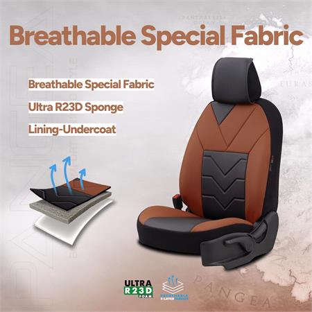 Pangea Artificial Leather Car Seat Covers   Black and Tobacco For Nissan ALMERA Mk II Saloon 2000 2006