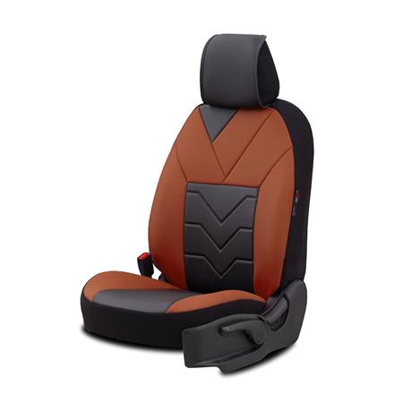 Pangea Artificial Leather Car Seat Covers   Black and Tobacco For Nissan ALMERA Mk II Saloon 2000 2006