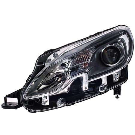 Left Headlamp (Halogen, Chrome Bezel, Takes H7 / H7 Bulbs, With LED Daytime Running Light, Supplied Without Motor, Original Equipment) for Peugeot 2008 2013 2016
