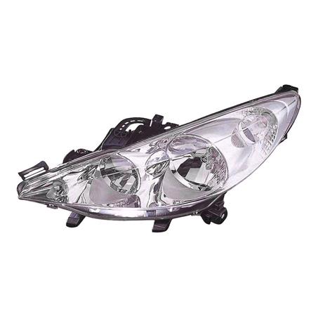 Left Headlamp (Without Directional Lamp, Original Equipment) for Peugeot 207 2006 on