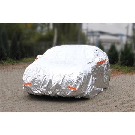 Aluminium and Cotton Protective Car Cover with Zip and Reflectors   Large