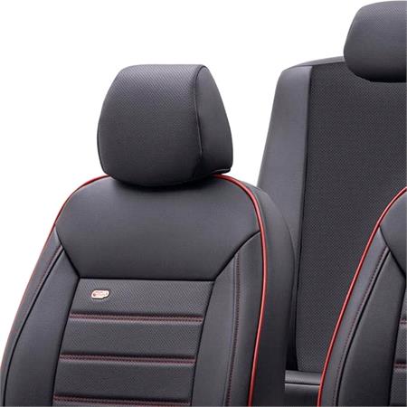 Premium Fabric Car Seat Covers LUXURY LINE   Black Red For Toyota AVENSIS Saloon 2009 Onwards