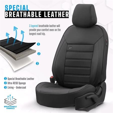 Premium Fabric Car Seat Covers LUXURY LINE   Black For Volvo XC40 2017 Onwards