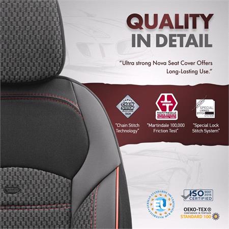 Premium Lacoste Leather Car Seat Covers NOVA SERIES   Black Red For Volkswagen TIGUAN VAN 2007 2018