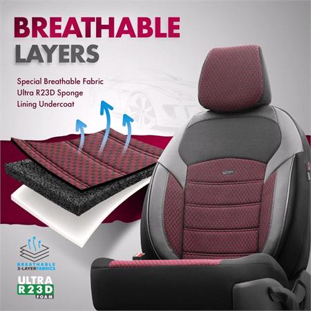Premium Lacoste Leather Car Seat Covers NOVA SERIES   Red For Mitsubishi OUTLANDER 2003 2006