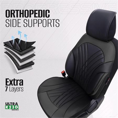 Progressive Artificial Leather Car Seat Covers   Black For Nissan ALMERA Mk II Saloon 2000 2006
