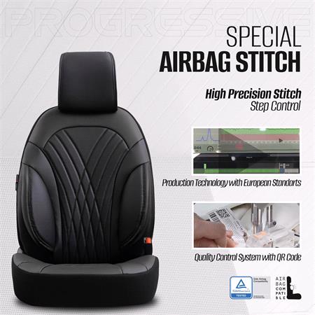 Progressive Artificial Leather Car Seat Covers   Black For Nissan ALMERA Mk II Saloon 2000 2006