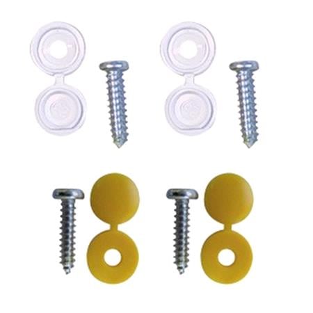 Wot Nots Number Plate Caps & Screws   White & Yellow   Pack Of 4