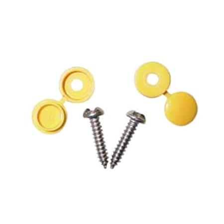 Wot Nots Number Plate Screws & Caps   Yellow   No.8 x 3 4in.   Pack Of 2