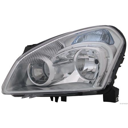Left Headlamp (Halogen, Takes H7/H7 Bulbs, Supplied With Motor and Bulbs, Original Equipment) for Nissan QASHQAI 2007 2010