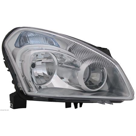Right Headlamp (Halogen, Takes H7/H7 Bulbs, Supplied With Motor and Bulbs, Original Equipment) for Nissan QASHQAI 2007 2010
