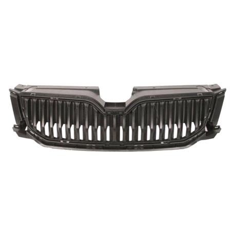 Skoda OCTAVIA 2012 2017 (Centre) Front Bumper Grille, Satin Black, Supplied Without Trims, TUV Approved