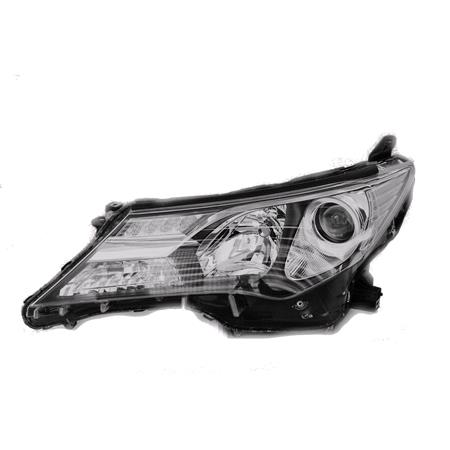 Left Headlamp (Halogen, Takes HB3 / HB3 Bulbs, With LED Daytime Running Light, Black Bezel, Supplied Without Motor) for Toyota RAV 4 IV 2013 2016