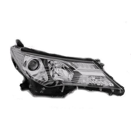 Right Headlamp (Halogen, Takes HB3 / HB3 Bulbs, With LED Daytime Running Light, Black Bezel, Supplied Without Motor) for Toyota RAV 4 IV 2013 2016