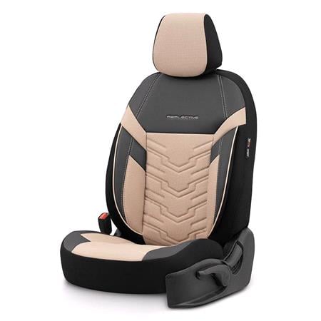 Premium Jacquard Leather Car Seat Covers REFLECT LINE   Black Beige For Suzuki SX4 S Cross 2013 Onwards