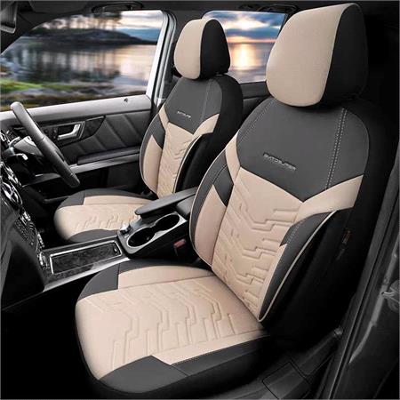 Premium Jacquard Leather Car Seat Covers REFLECT LINE   Black Beige For Citroen C4 III 2020 Onwards