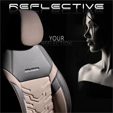 Premium Jacquard Leather Car Seat Covers REFLECT LINE   Black Beige For Chevrolet KALOS 2005 2011