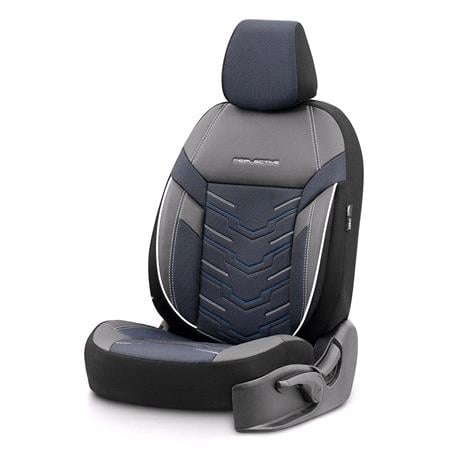 Premium Jacquard Leather Car Seat Covers REFLECT LINE   Black Blue For Toyota bZ4X 2021 Onwards