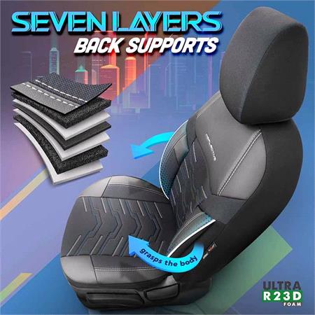 Premium Jacquard Leather Car Seat Covers REFLECT LINE   Black Blue For Lexus NX II 2021 Onwards