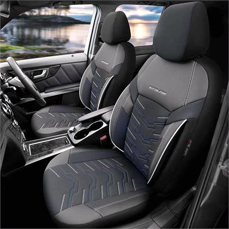 Premium Jacquard Leather Car Seat Covers REFLECT LINE   Black Blue For Subaru LEGACY V 2009 Onwards