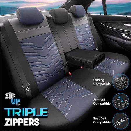 Premium Jacquard Leather Car Seat Covers REFLECT LINE   Black Blue For Suzuki SX4 S Cross 2013 Onwards