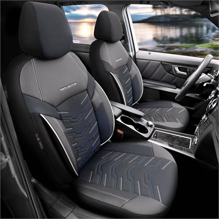 Premium Jacquard Leather Car Seat Covers REFLECT LINE   Black Blue