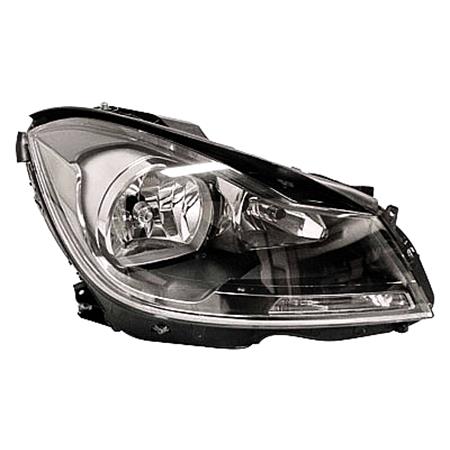 Right Headlamp (Black Bezel, Halogen, Takes H7 / H7 Bulbs, Electric Adjustment, Supplied With Motor, Original Equipment) for Mercedes C CLASS 2011 2014