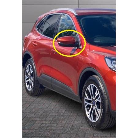 Right Wing Mirror (electric, heated, primed cover, indicator, puddle lamp, power folding, WITHOUT blind spot warning) for Ford KUGA III, 2019 Onwards