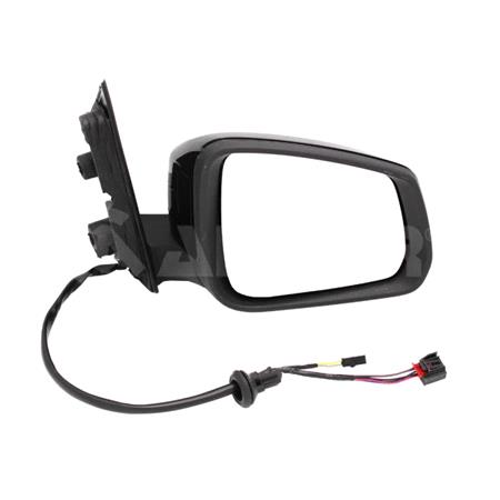 Right Wing Mirror (electric, heated, power folding, glossy black cover, blind spot warning lamp, WITHOUT aerial) for Volkswagen CADDY V MPV 2020 Onwards