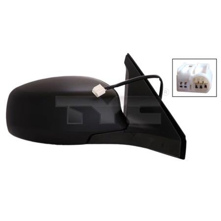 Right Wing Mirror (electric, heated, black cover) for SUZUKI SWIFT III, 2005 2010