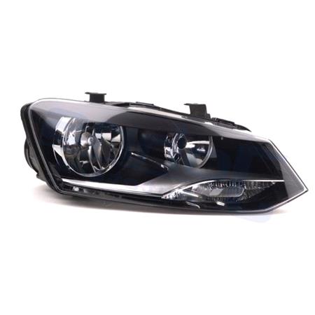 Right Headlamp (Twin Reflector, Halogen, Takes H7/H7 Bulbs, Supplied With Motor & Bulbs, Original Equipment) for Volkswagen Polo  2009 to 2017