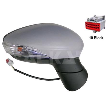 Right Wing Mirror (electric, heated, indicator, puddle Lamp, primed cover) for FIESTA Van 2013 Onwards