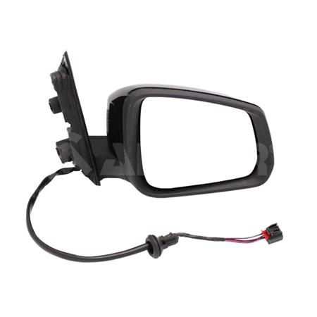 Right Wing Mirror (electric, heated, power folding, glossy black cover, WITHOUT blind spot warning lamp, WITHOUT aerial) for Volkswagen CADDY V MPV, 2020 Onwards