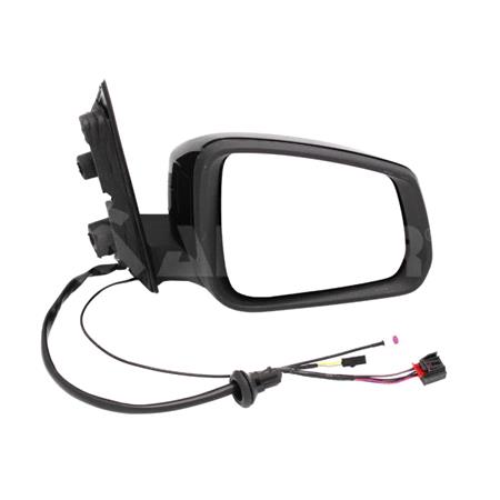Right Wing Mirror (electric, heated, power folding, glossy black cover, blind spot warning lamp, AM/FM aerial) for Volkswagen CADDY V MPV 2020 Onwards