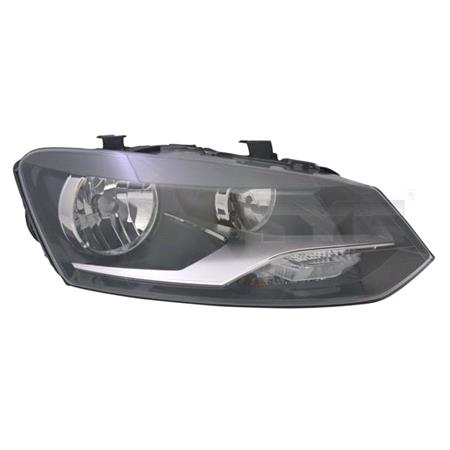 Right Headlamp (Twin Reflector, Halogen, Takes H7/H7 Bulbs, Supplied With Motor & Bulbs, Original Equipment) for Volkswagen Polo  2009 to 2017