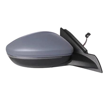 Right Wing Mirror (electric, heated, primed cover, LED indicator, power folding, puddle lamp, Blind Spot Warning) for Peugeot 208 II 2019 Onwards
