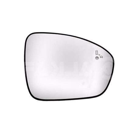 Right Wing Mirror Glass (heated, blind spot warning indicator) for Renault ARKANA I, 2019 Onwards