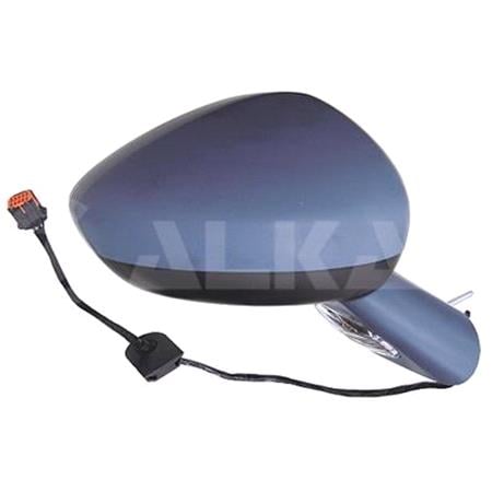 Right Wing Mirror (electric, heated, indicator, blue glass, primed cover, power folding) for Citroen C5, 2008 2017