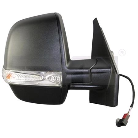 Right Wing Mirror (electric, heated, indicator, double glass, black cover) for Opel COMBO Platform, 2012 Onwards