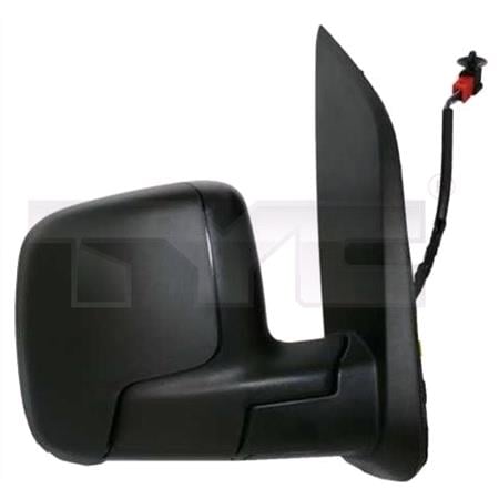 Right Wing Mirror (Electric, Heated, Black Cover, Temp. Sensor) for Fiat QUBO, 2009 Onwards