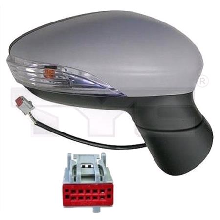 Right Wing Mirror (electric, heated, indicator, primed cover) for FIESTA Van 2013 Onwards