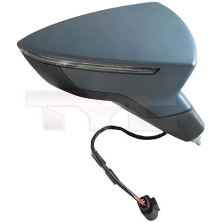 Right Wing Mirror (electric, heated, indicator, primed cover) for Seat LEON, 2012 2017