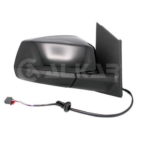 Right Wing Mirror (electric, heated, power folding, glossy black cover, WITHOUT blind spot warning lamp, WITHOUT aerial) for Volkswagen CADDY V MPV, 2020 Onwards