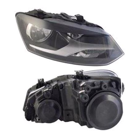 Right Headlamp (Twin Reflector, Halogen, Takes H7/H7 Bulbs, Supplied With Motor & Bulbs, Original Equipment) for Volkswagen Polo  2009 to 2017