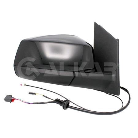 Right Wing Mirror (electric, heated, power folding, glossy black cover, blind spot warning lamp, AM/FM aerial) for Volkswagen CADDY V MPV 2020 Onwards