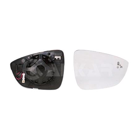 Right Wing Mirror Glass (heated, with blind spot warning) and Holder for Ford Focus Saloon, 2018 Onwards